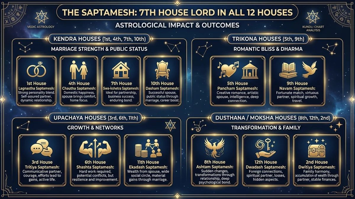 The Saptamesh: 7th House Lord Placements in All 12 Houses in Vedic Astrology