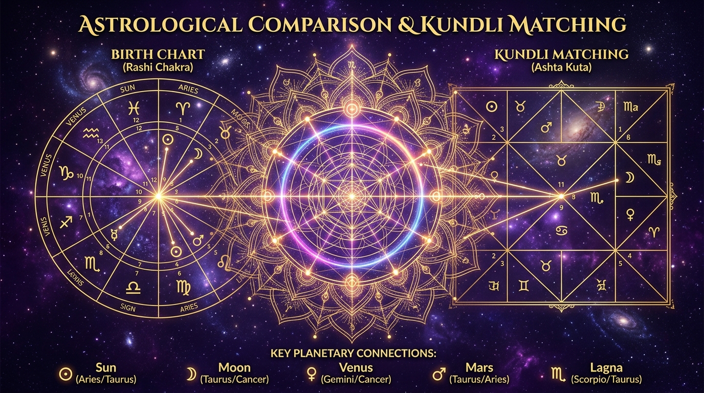 Vedic and Western birth chart compatibility and Kundli matching