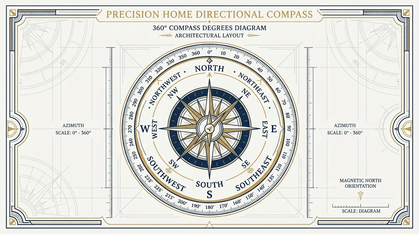 Precision 360 Degree Compass Diagram for House Disha