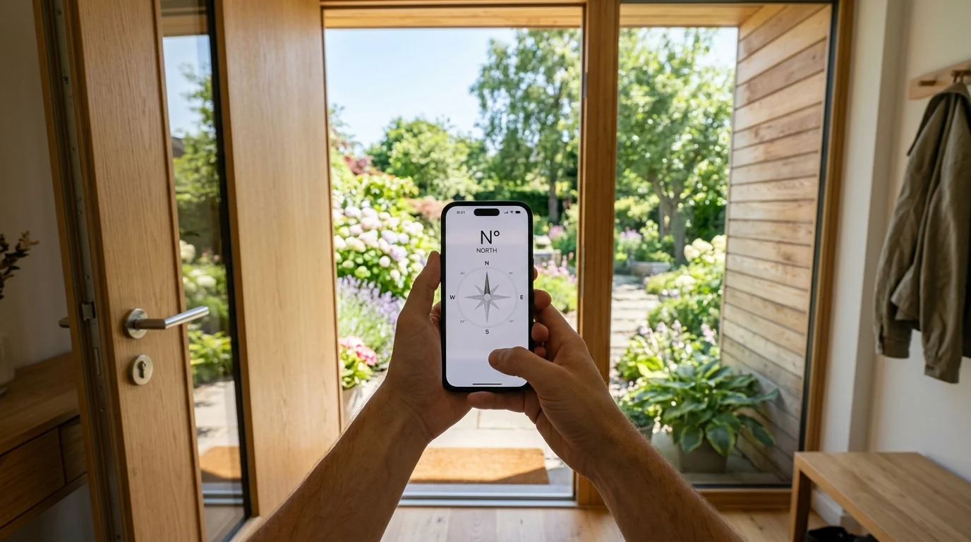Checking House Direction Using Mobile Phone Compass at Main Entrance