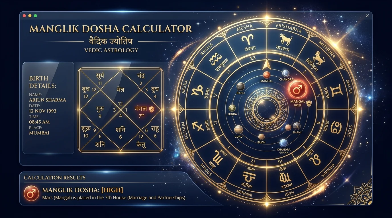 Manglik Dosha Calculator Online Vedic Astrology Kundli Check